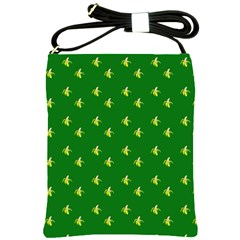 Peeled Banana On Green Shoulder Sling Bag by snowwhitegirl