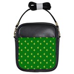 Peeled Banana On Green Girls Sling Bag Front