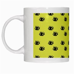 Yellow Eyes White Mugs by snowwhitegirl