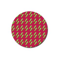 Ice Freeze Pink Pattern Rubber Coaster (round)  by snowwhitegirl