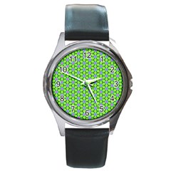 Pattern Green Round Metal Watch by Mariart