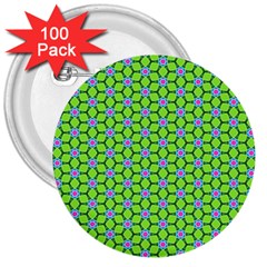 Pattern Green 3  Buttons (100 Pack)  by Mariart