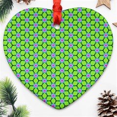 Pattern Green Heart Ornament (two Sides) by Mariart