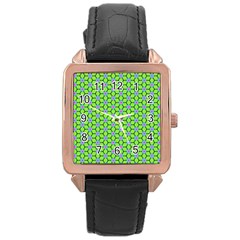 Pattern Green Rose Gold Leather Watch  by Mariart