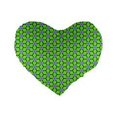 Pattern Green Standard 16  Premium Flano Heart Shape Cushions by Mariart