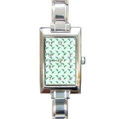 Green Parrot Pattern Rectangle Italian Charm Watch by snowwhitegirl