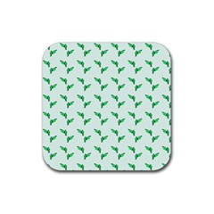 Green Parrot Pattern Rubber Coaster (square)  by snowwhitegirl