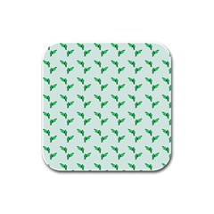 Green Parrot Pattern Rubber Square Coaster (4 Pack)  by snowwhitegirl