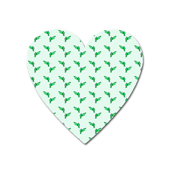 Green Parrot Pattern Heart Magnet