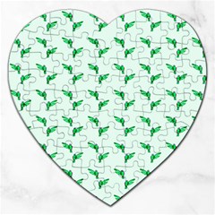 Green Parrot Pattern Jigsaw Puzzle (heart) by snowwhitegirl