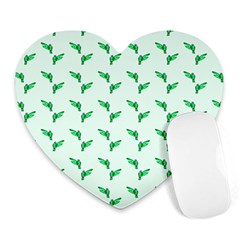 Green Parrot Pattern Heart Mousepads by snowwhitegirl