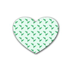 Green Parrot Pattern Heart Coaster (4 Pack)  by snowwhitegirl