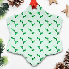 Green Parrot Pattern Ornament (snowflake) by snowwhitegirl