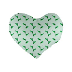 Green Parrot Pattern Standard 16  Premium Heart Shape Cushions by snowwhitegirl