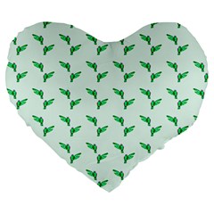 Green Parrot Pattern Large 19  Premium Flano Heart Shape Cushions by snowwhitegirl