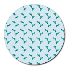 Blue Parrot Pattern Yellow Plaid Flannel Round Mousepads by snowwhitegirl