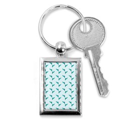 Blue Parrot Pattern Yellow Plaid Flannel Key Chain (rectangle) by snowwhitegirl