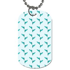 Blue Parrot Pattern Yellow Plaid Flannel Dog Tag (two Sides) by snowwhitegirl