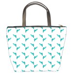 Blue Parrot Pattern Yellow Plaid Flannel Bucket Bag Back