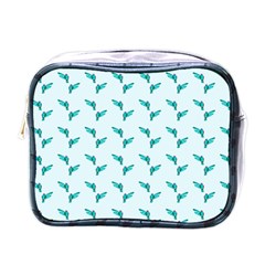 Blue Parrot Pattern Yellow Plaid Flannel Mini Toiletries Bag (one Side) by snowwhitegirl