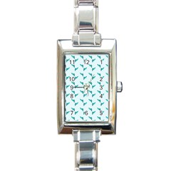 Blue Parrot Pattern Rectangle Italian Charm Watch by snowwhitegirl