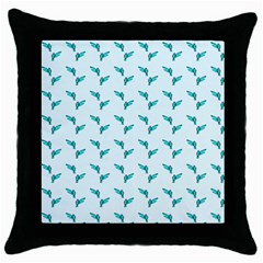 Blue Parrot Pattern Throw Pillow Case (black) by snowwhitegirl