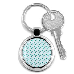 Blue Parrot Pattern Key Chain (round) by snowwhitegirl