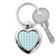 Blue Parrot Pattern Key Chain (heart) by snowwhitegirl