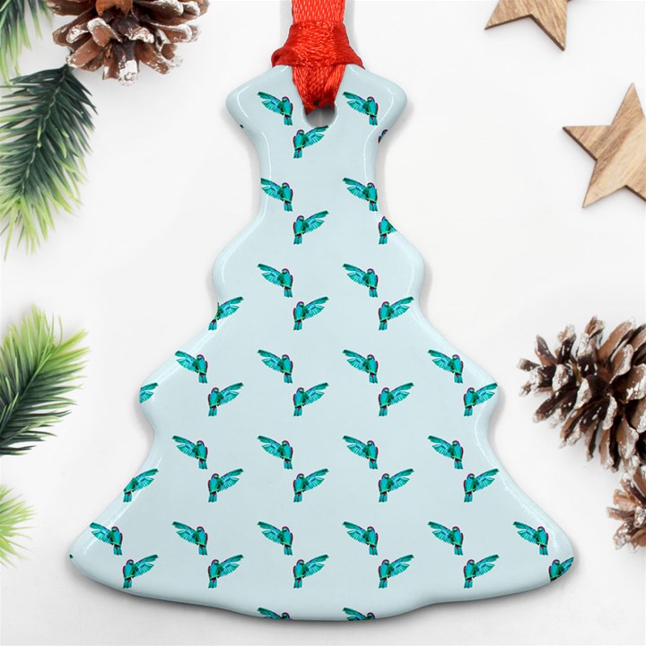 Blue Parrot Pattern Christmas Tree Ornament (Two Sides)