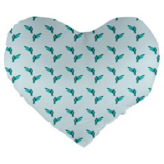 Blue Parrot Pattern Large 19  Premium Heart Shape Cushions