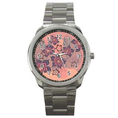 Flowers Orange Purple Warm Sport Metal Watch by Bajindul