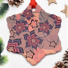 Flowers Orange Purple Warm Snowflake Ornament (two Sides) by Bajindul