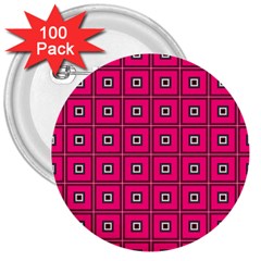 Pink Pattern Squares 3  Buttons (100 Pack)  by HermanTelo