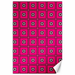 Pink Pattern Squares Canvas 12  X 18 