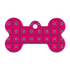 Pink Pattern Squares Dog Tag Bone (one Side)