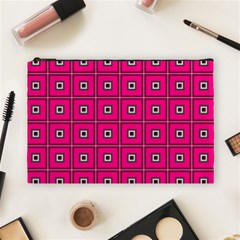 Pink Pattern Squares Cosmetic Bag (large)