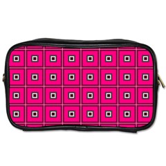 Pink Pattern Squares Toiletries Bag (two Sides)