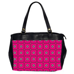 Pink Pattern Squares Oversize Office Handbag (2 Sides)