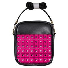 Pink Pattern Squares Girls Sling Bag