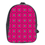 Pink Pattern Squares School Bag (XL) Front