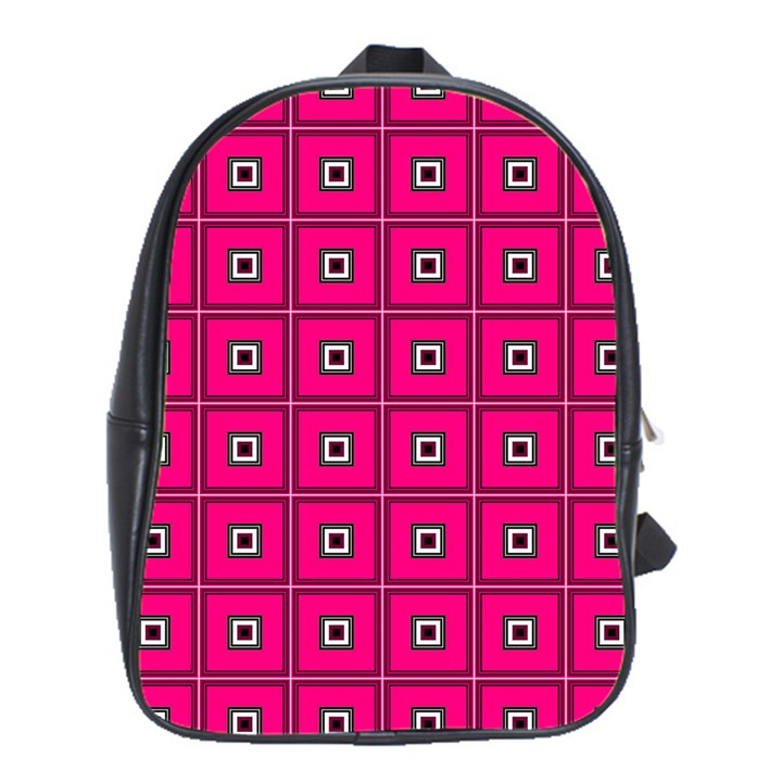 Pink Pattern Squares School Bag (XL)