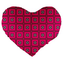 Pink Pattern Squares Large 19  Premium Heart Shape Cushions