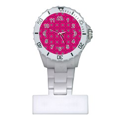 Pink Pattern Squares Plastic Nurses Watch