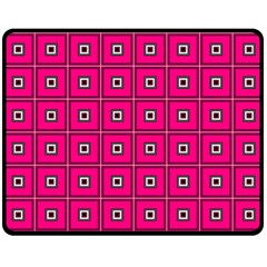 Pink Pattern Squares Double Sided Fleece Blanket (medium) 