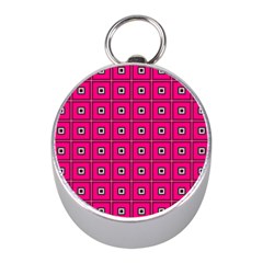 Pink Pattern Squares Mini Silver Compasses