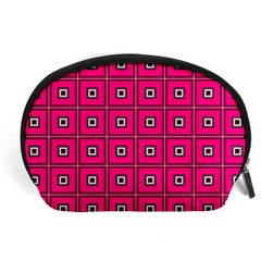 Pink Pattern Squares Accessory Pouch (large)