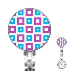 Pattern Plaid Stainless Steel Nurses Watch