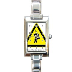 Ninja Signs Symbols Sword Fighter Rectangle Italian Charm Watch by Sudhe