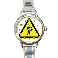 Ninja Signs Symbols Sword Fighter Round Italian Charm Watch by Sudhe