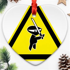 Ninja Signs Symbols Sword Fighter Ornament (heart) by Sudhe